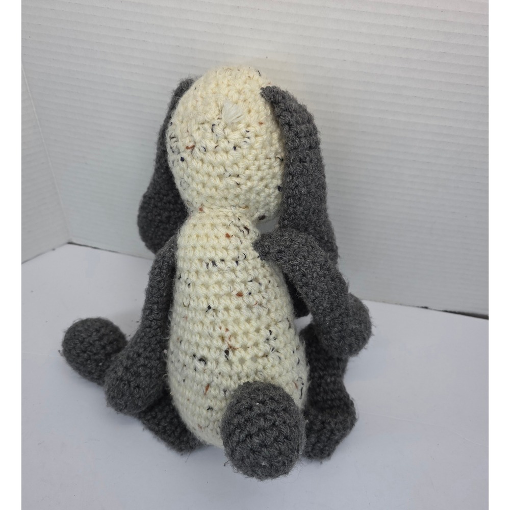 Handmade Crochet‎ Bunny Rabbit Plush Stuffed Animal Floppy Ears Gray Cream 16in - Picture 2 of 3